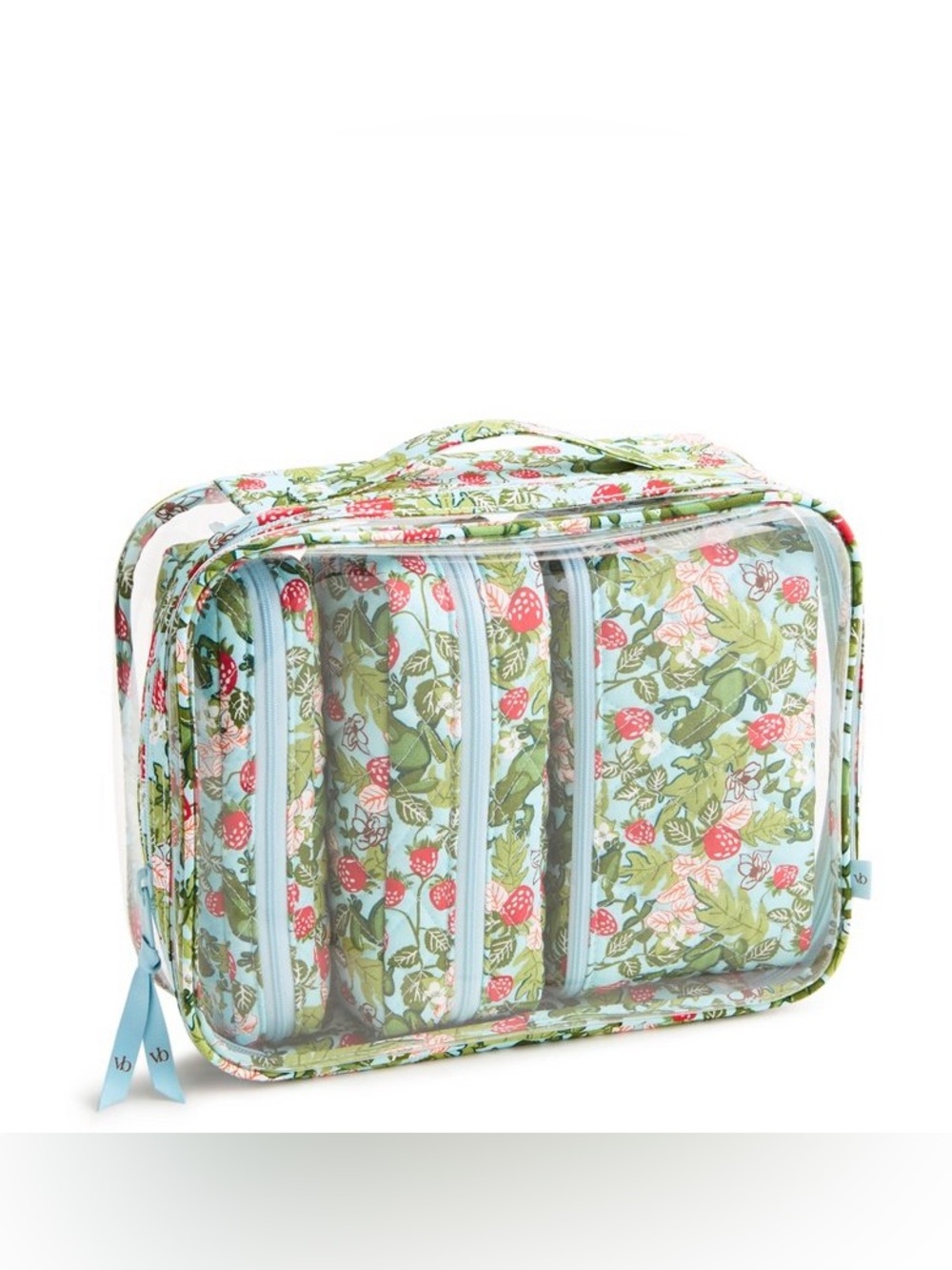 LAST ONE Vera Bradley 4 piece Cosmetic Toiletry Bag Set Frogberry Blue Garden